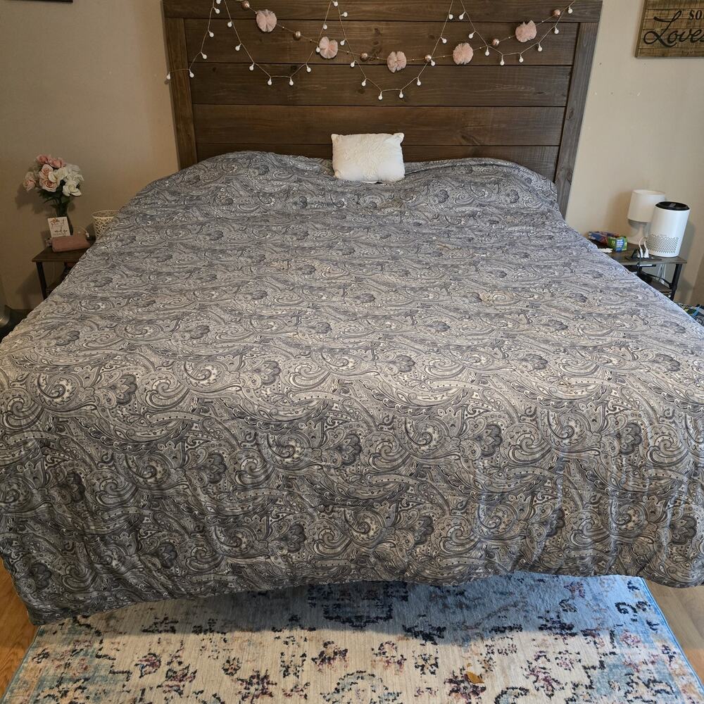 Vtg Lauren Ralph Lauren Blue Gray Paisley Medallion King Size Comforter Rare